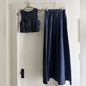 MANIJU | Formal Navy Two Piece Skirt & Tank - Size M